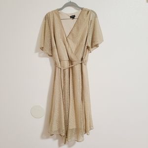 Torrid Beige Gold Polka Dot Wrap Dress